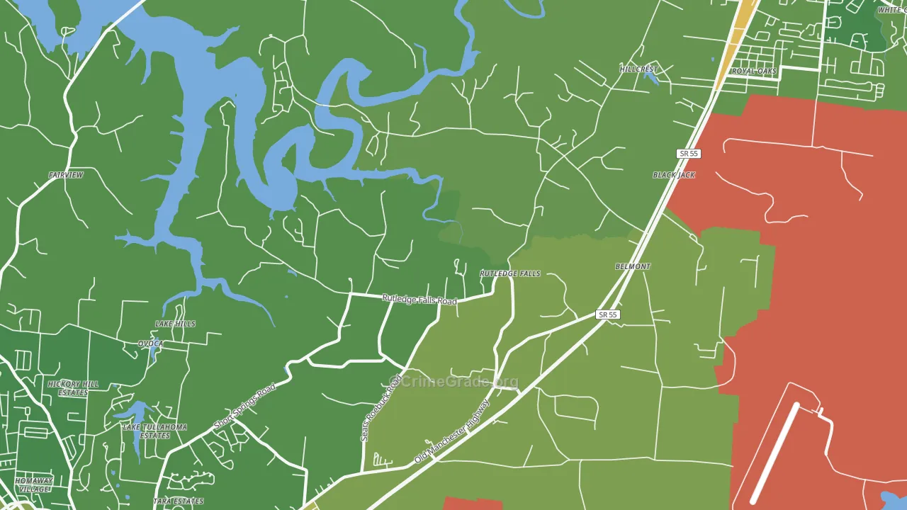 Rutledge Falls, TN Map of Murder Rates