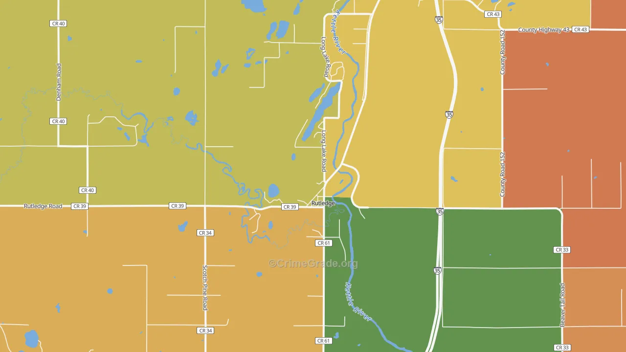 Rutledge, MN Map of Murder Rates