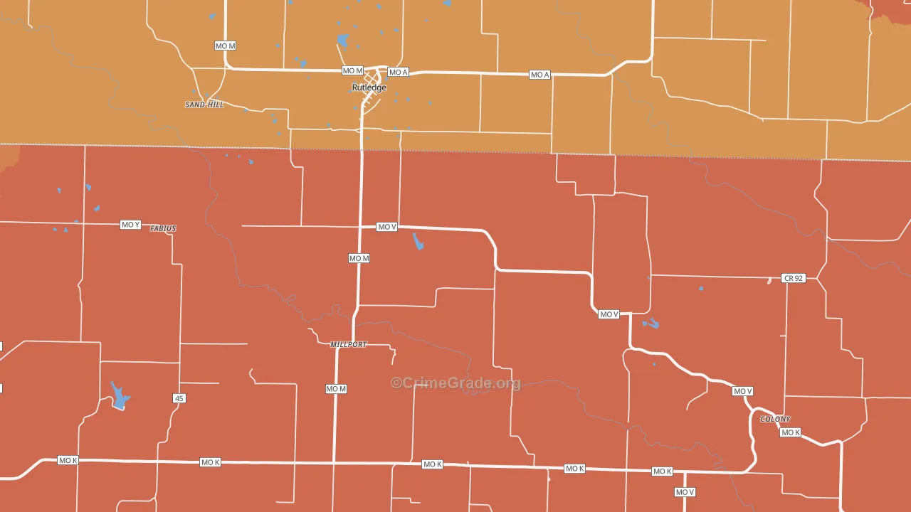 Rutledge, MO Map of Murder Rates