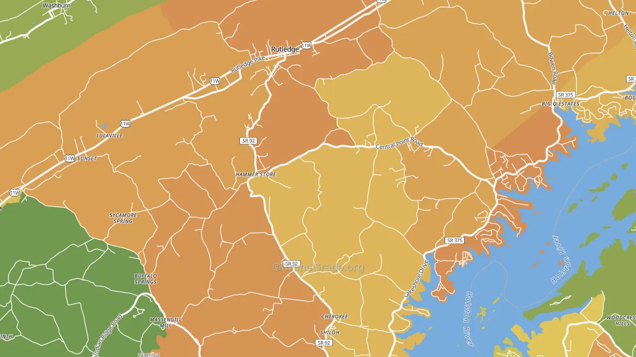 Rutledge, TN Map of Murder Rates