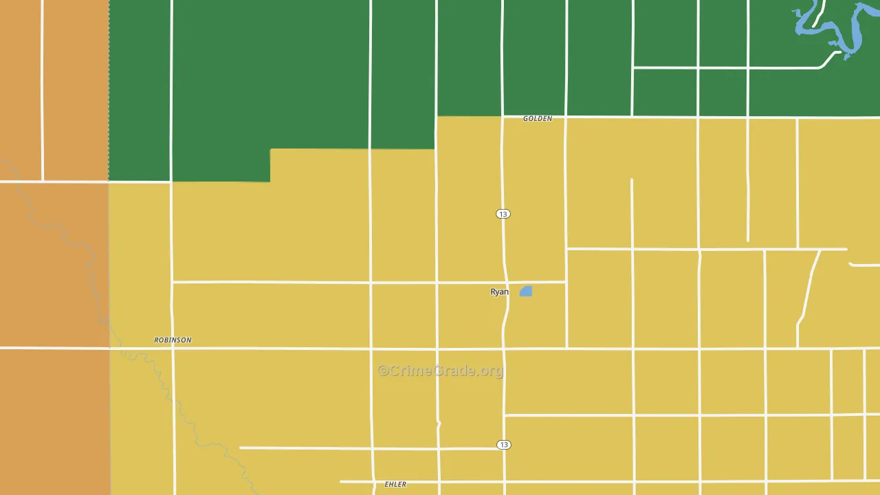 Ryan, IA Map of Murder Rates