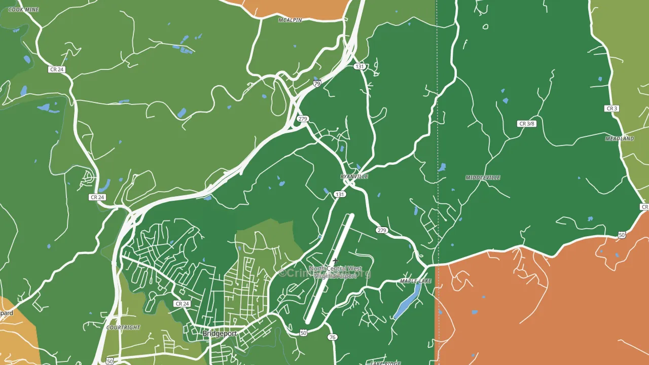 Ryanville, WV Map of Murder Rates