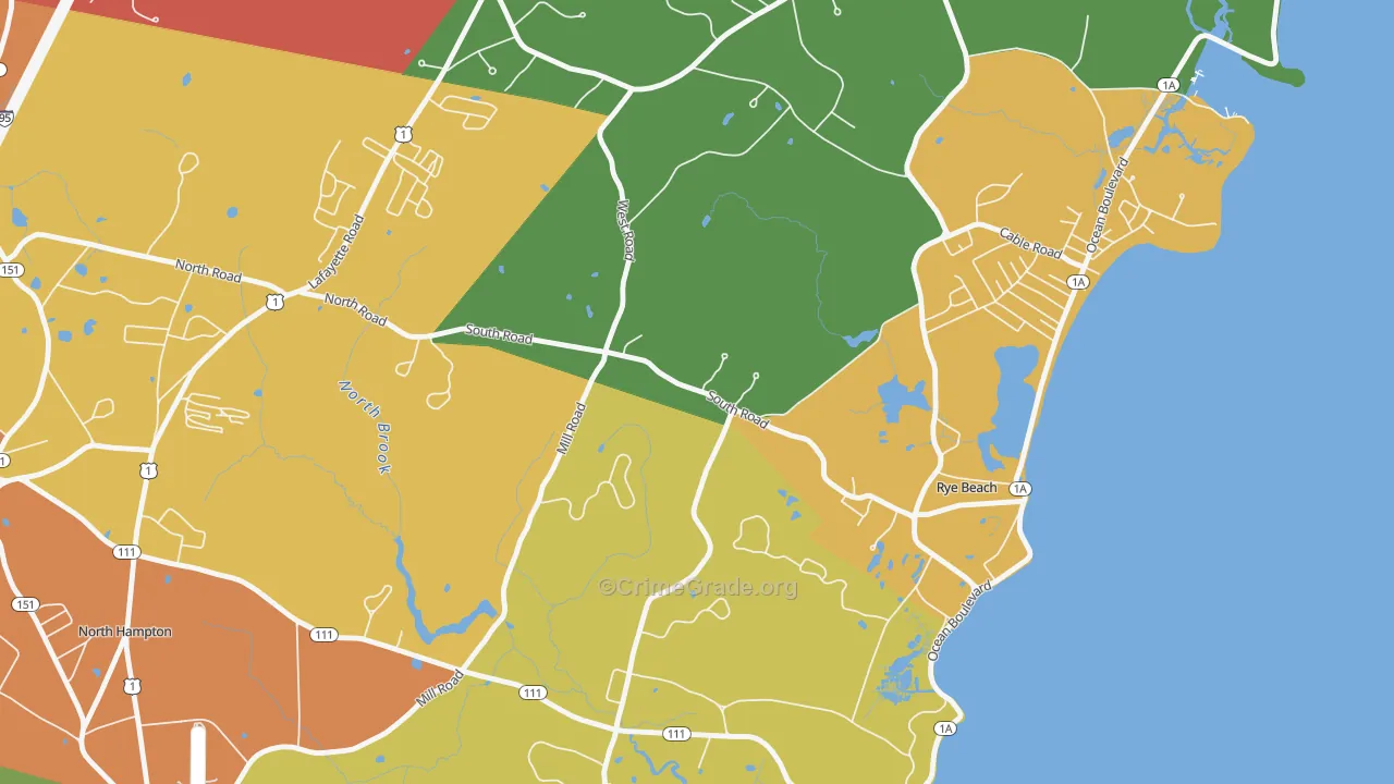 Rye Beach, NH Map of Murder Rates