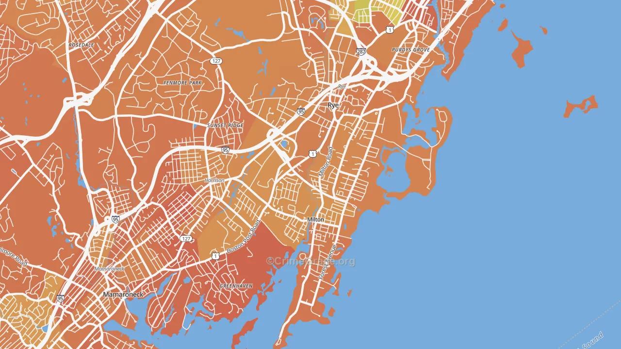 Rye, NY Map of Murder Rates