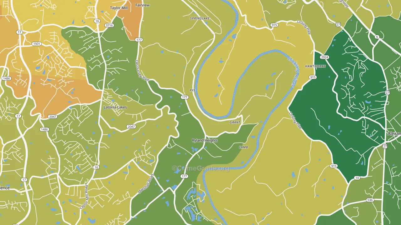 Ryland Heights, KY Map of Murder Rates