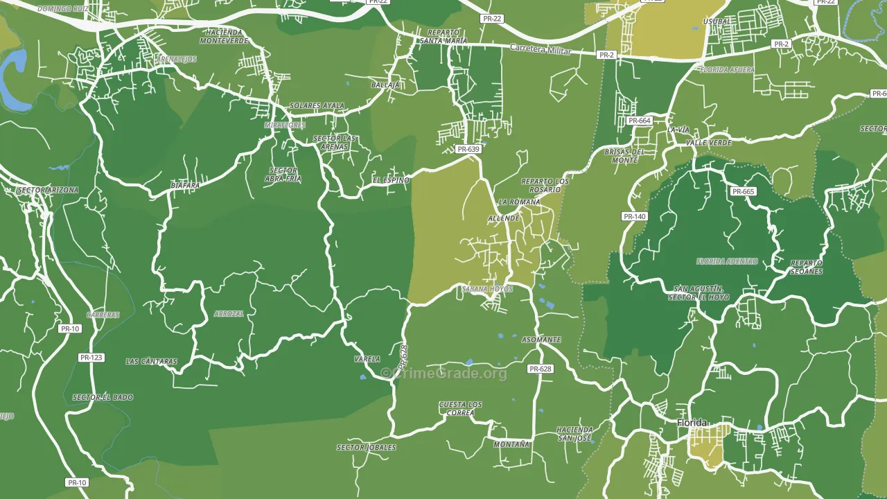 Sabana Hoyos, PR Map of Murder Rates