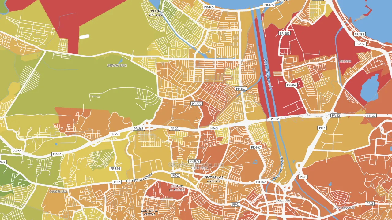 Sabana Seca, PR Map of Murder Rates