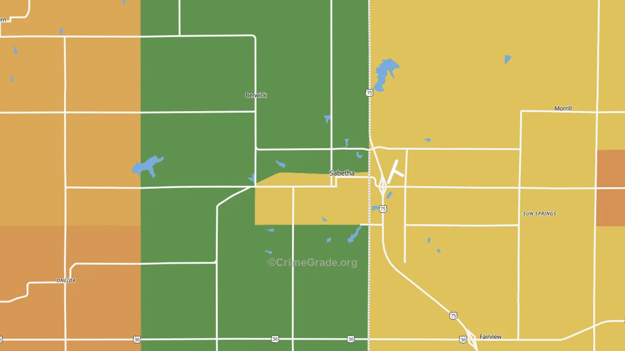 Sabetha, KS Map of Murder Rates