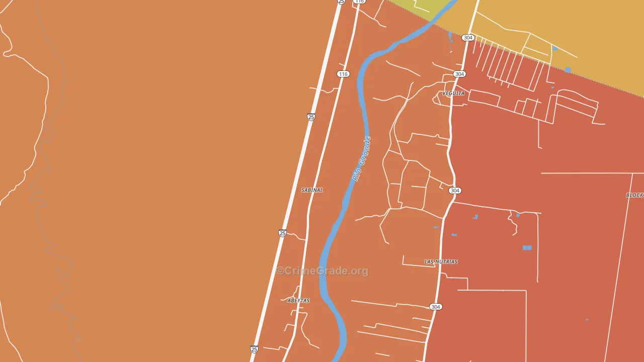 Sabinal, NM Map of Murder Rates