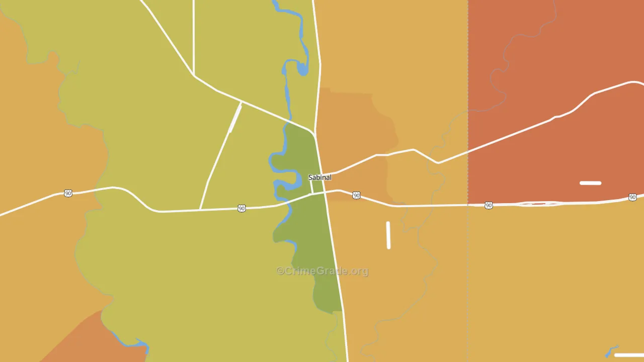 Sabinal, TX Map of Murder Rates