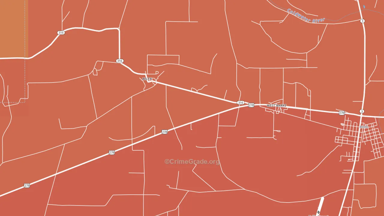 Sabino, MS Map of Murder Rates