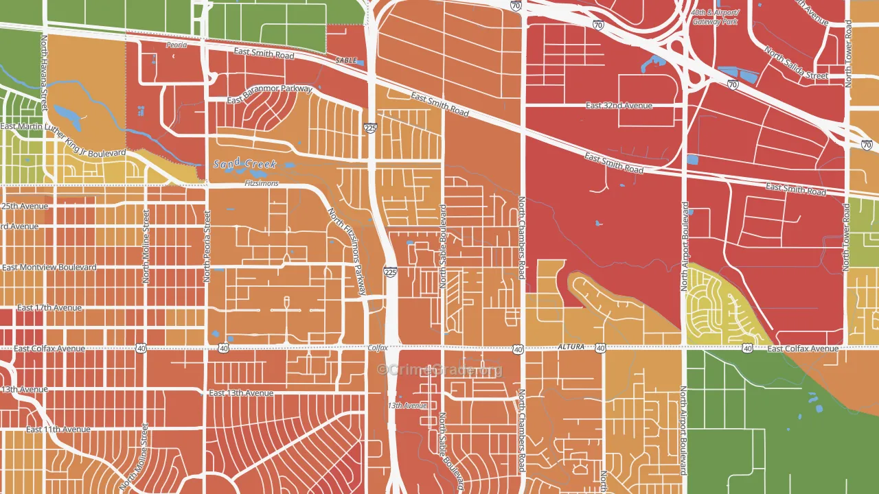 Sable Altura Chambers, Aurora, CO Map of Murder Rates