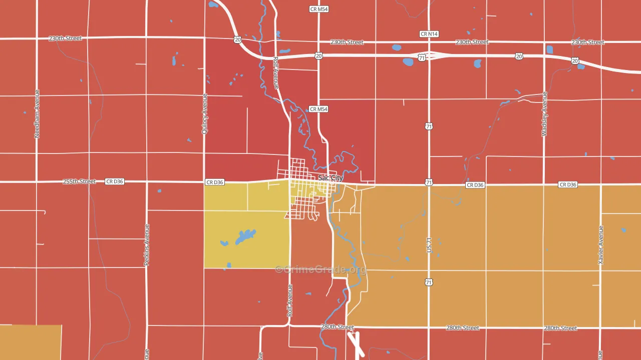 Sac City, IA Map of Murder Rates