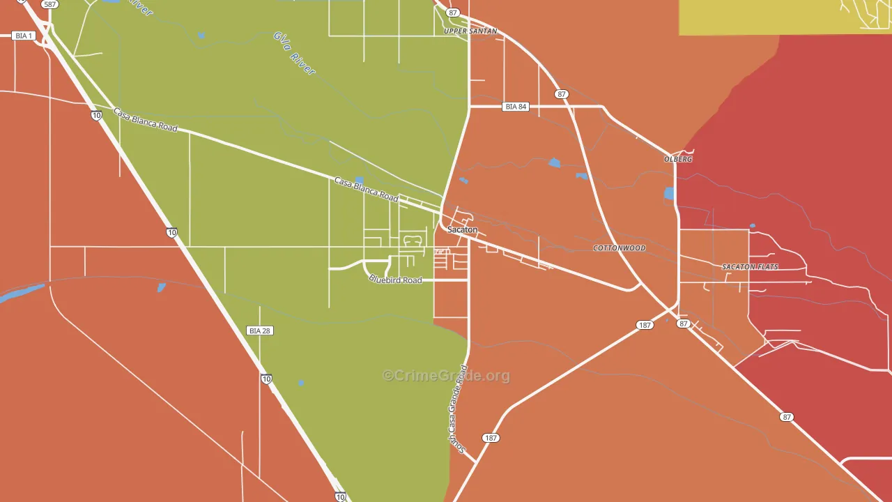 Sacaton, AZ Map of Murder Rates