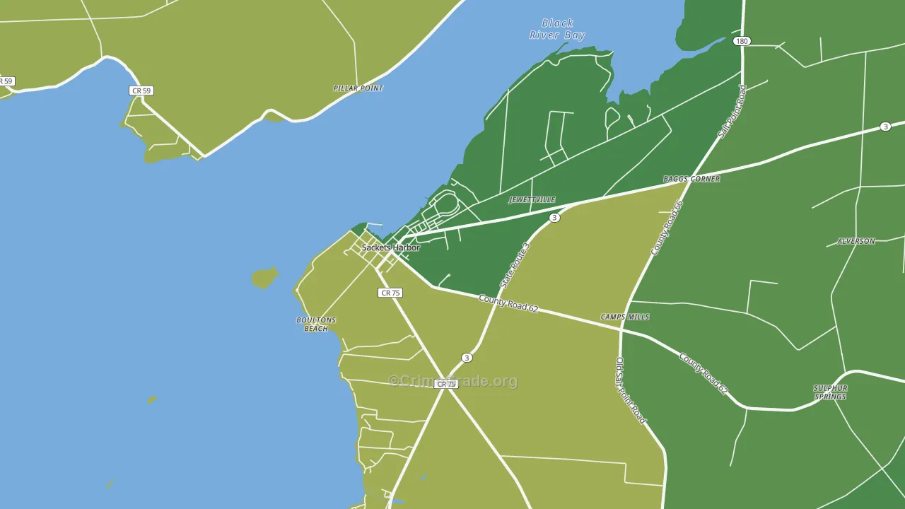 Sackets Harbor, NY Map of Murder Rates