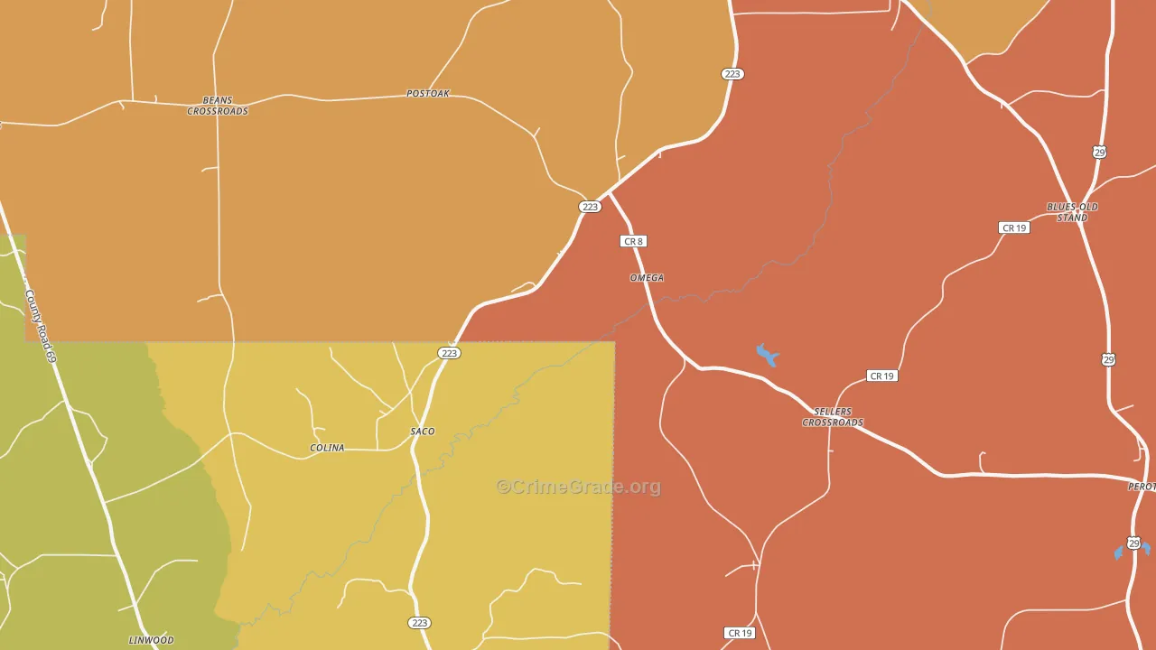 Saco, AL Map of Murder Rates
