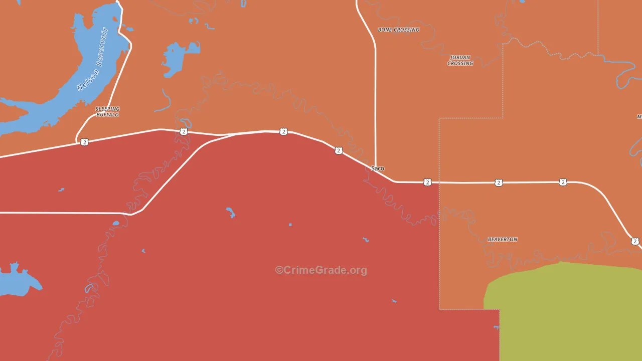 Saco, MT Map of Murder Rates