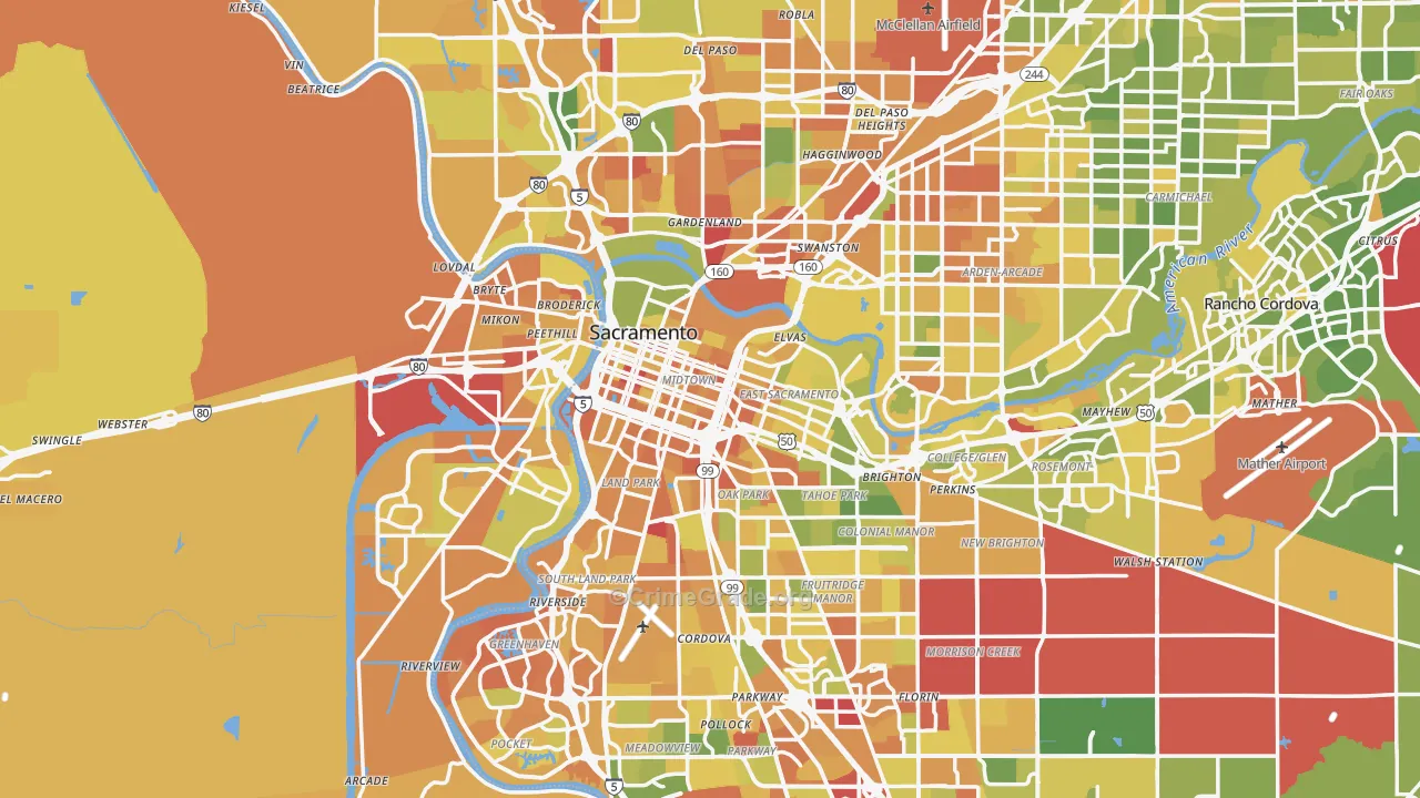 Sacramento, CA Map of Murder Rates