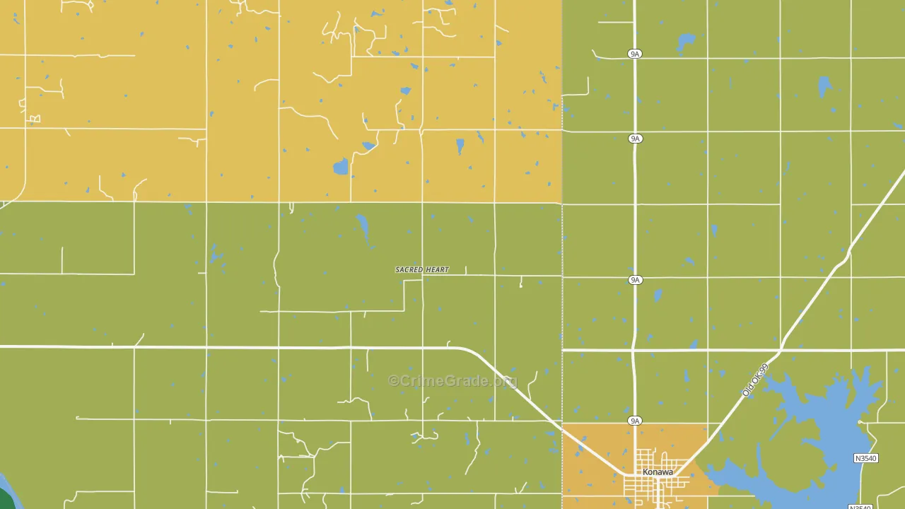 Sacred Heart, OK Map of Murder Rates