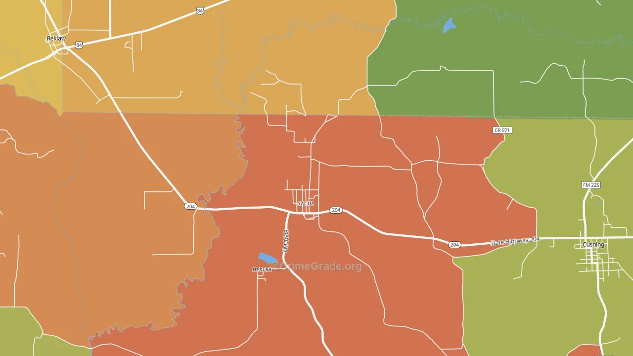 Sacul, TX Map of Murder Rates