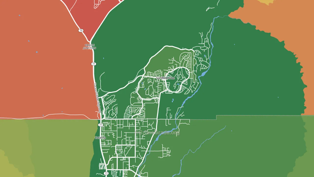 Saddlebrooke, AZ Map of Murder Rates