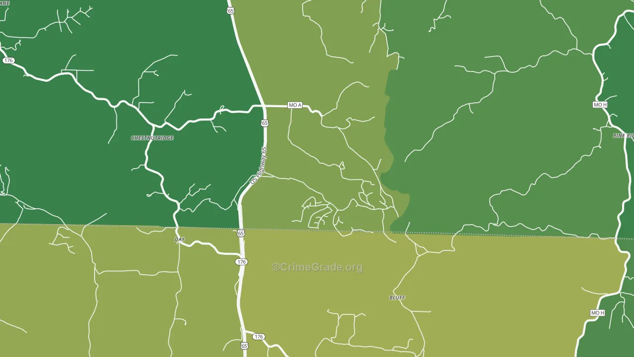 Saddlebrooke, MO Map of Murder Rates