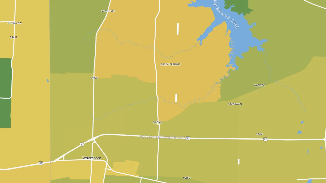 Sadler, TX Map of Murder Rates