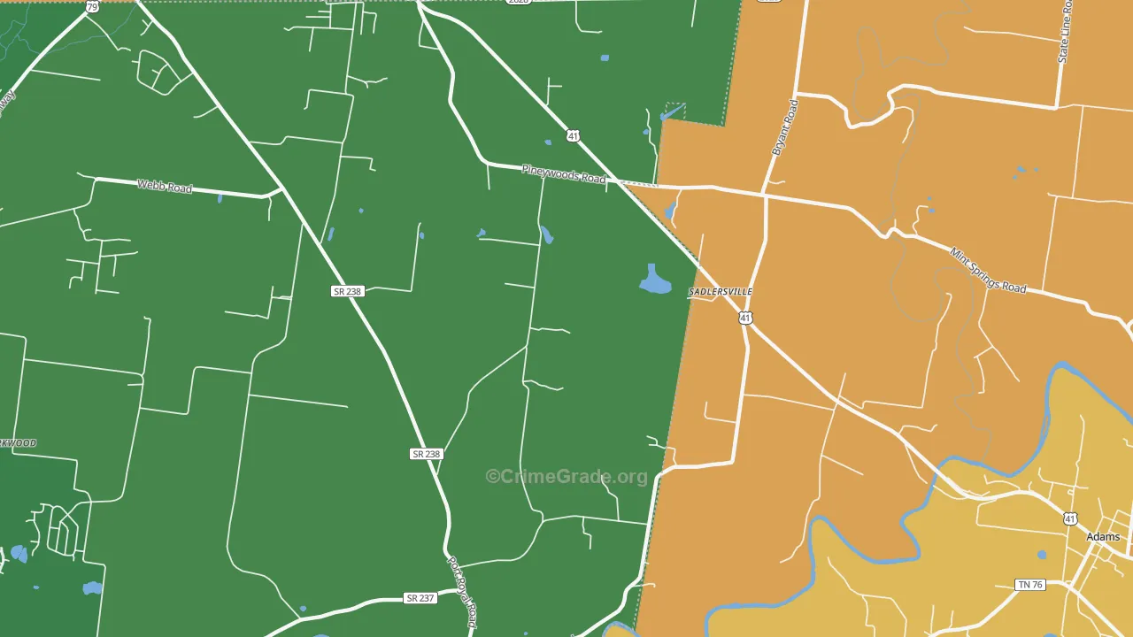 Sadlersville, TN Map of Murder Rates