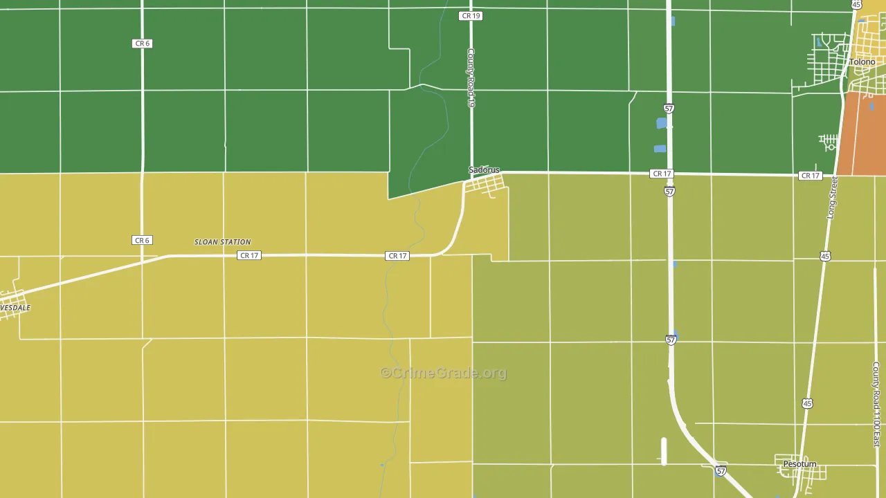 Sadorus, IL Map of Murder Rates