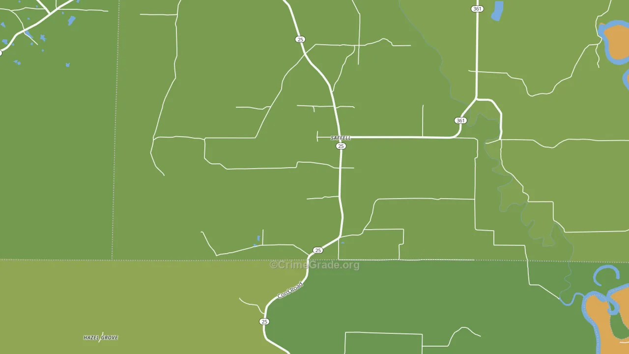 Saffell, AR Map of Murder Rates