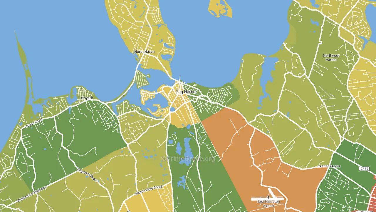 Sag Harbor, NY Map of Murder Rates