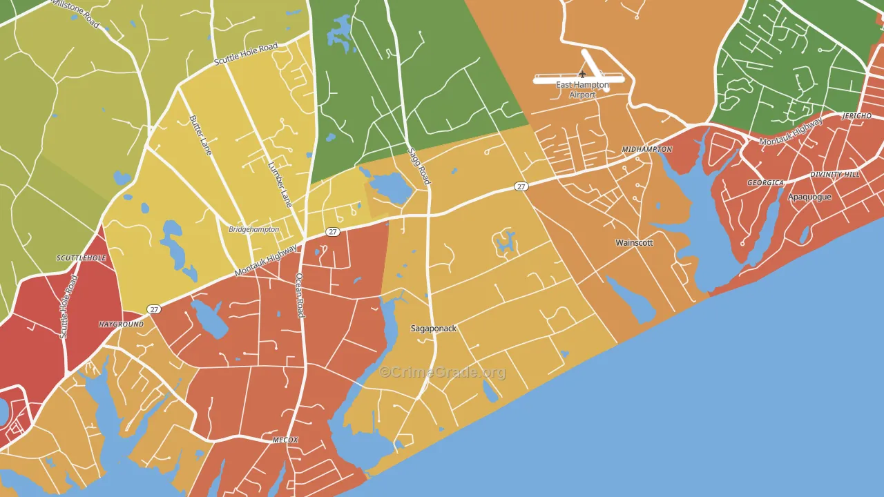 Sagaponack, NY Map of Murder Rates