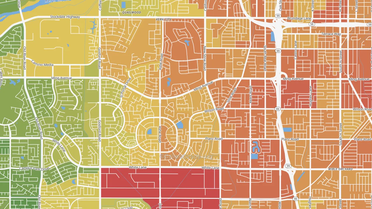 Sagepointe, Bakersfield, CA Map of Murder Rates