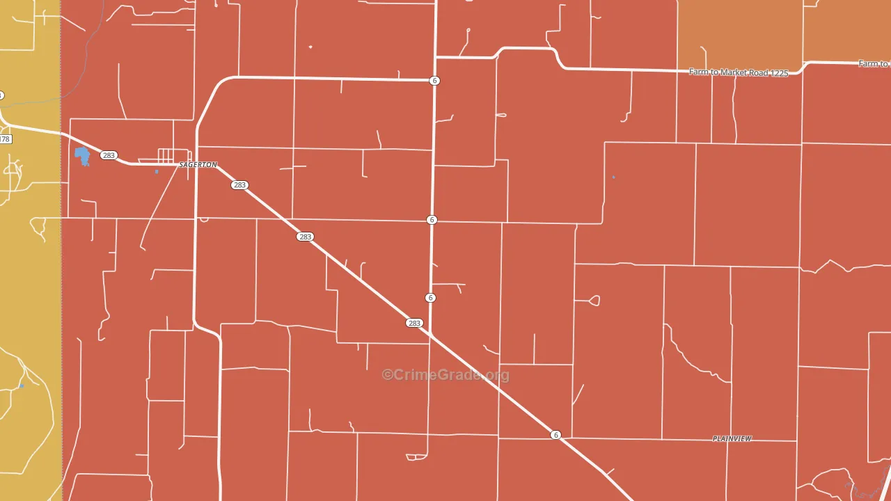 Sagerton, TX Map of Murder Rates