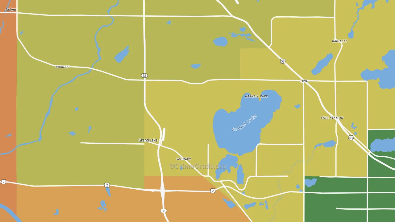 Saginaw, MN Map of Murder Rates