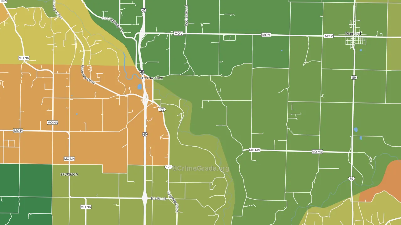 Saginaw, MO Map of Murder Rates