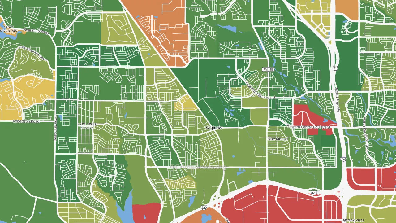 Saginaw, TX Map of Murder Rates