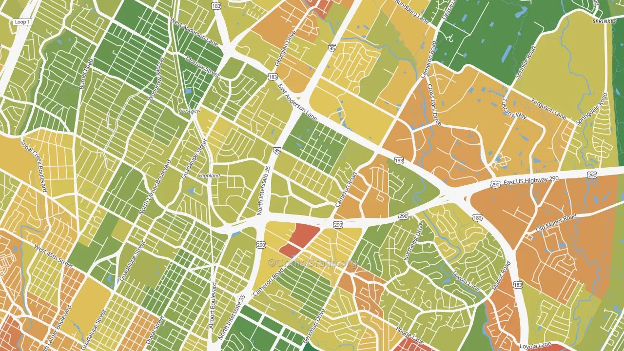 Saint Johns, Austin, TX Map of Murder Rates