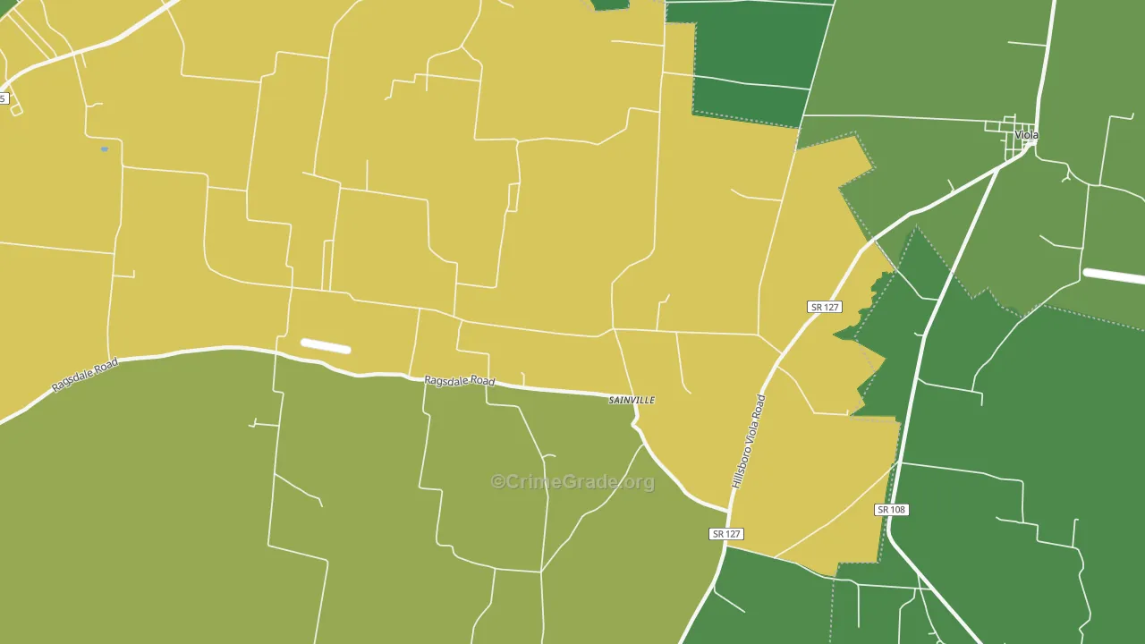 Sainville, TN Map of Murder Rates
