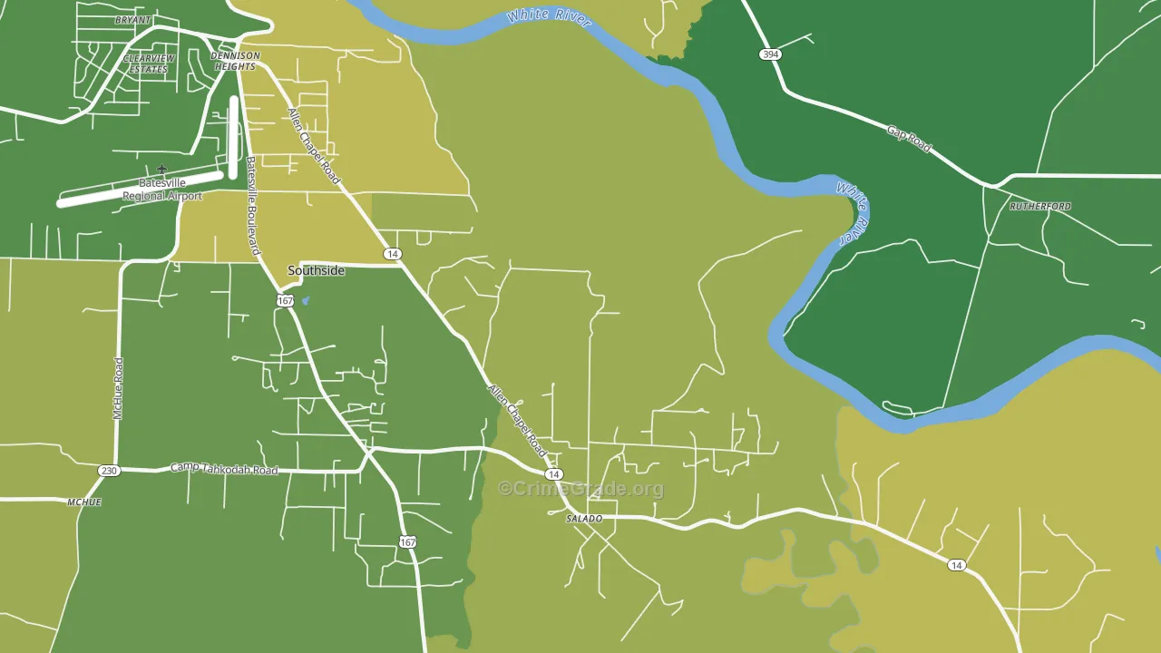 Salado, AR Map of Murder Rates