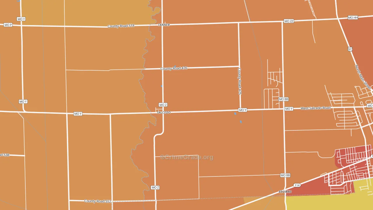 Salcedo, MO Map of Murder Rates