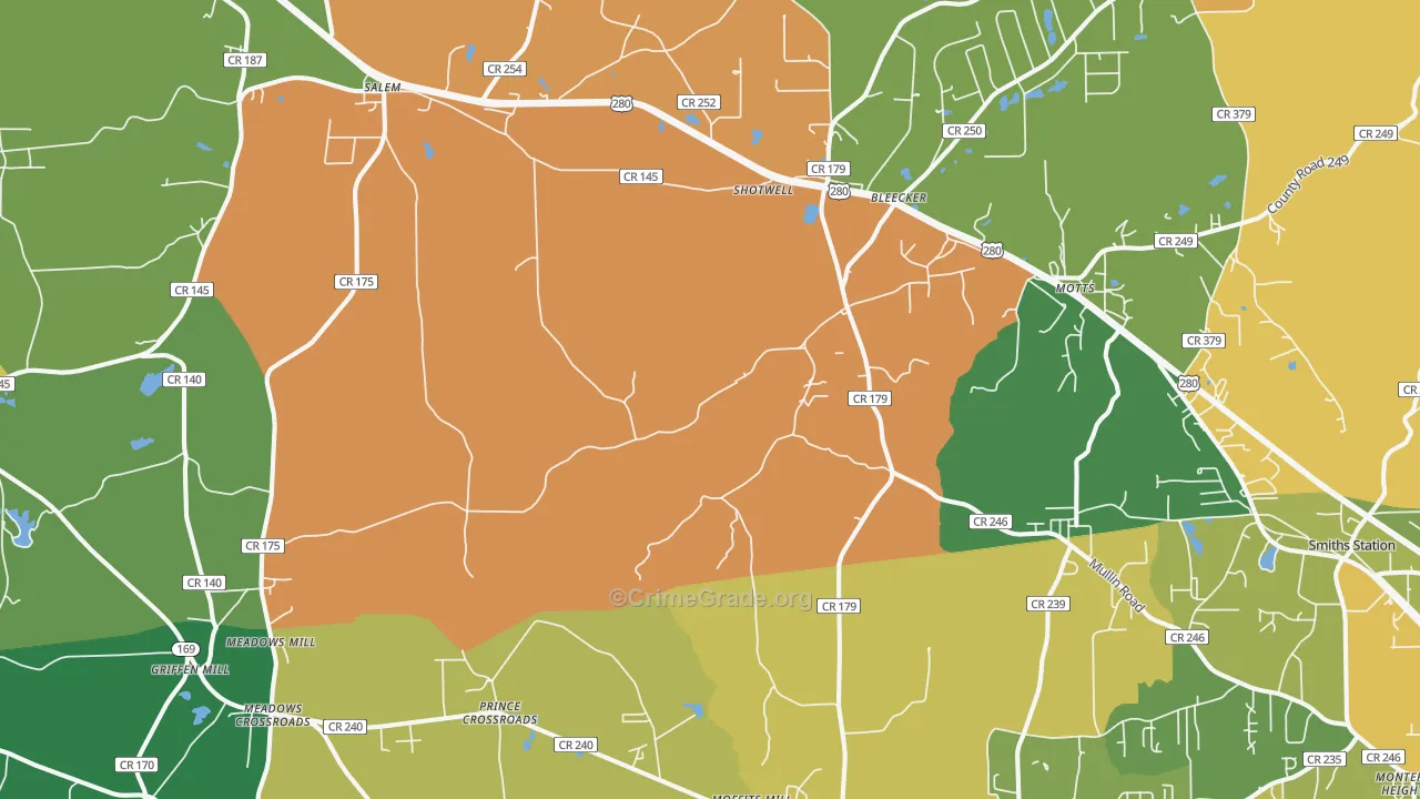 Salem, AL Map of Murder Rates