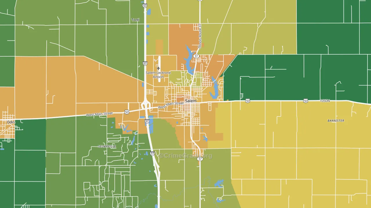 Salem, IL Map of Murder Rates