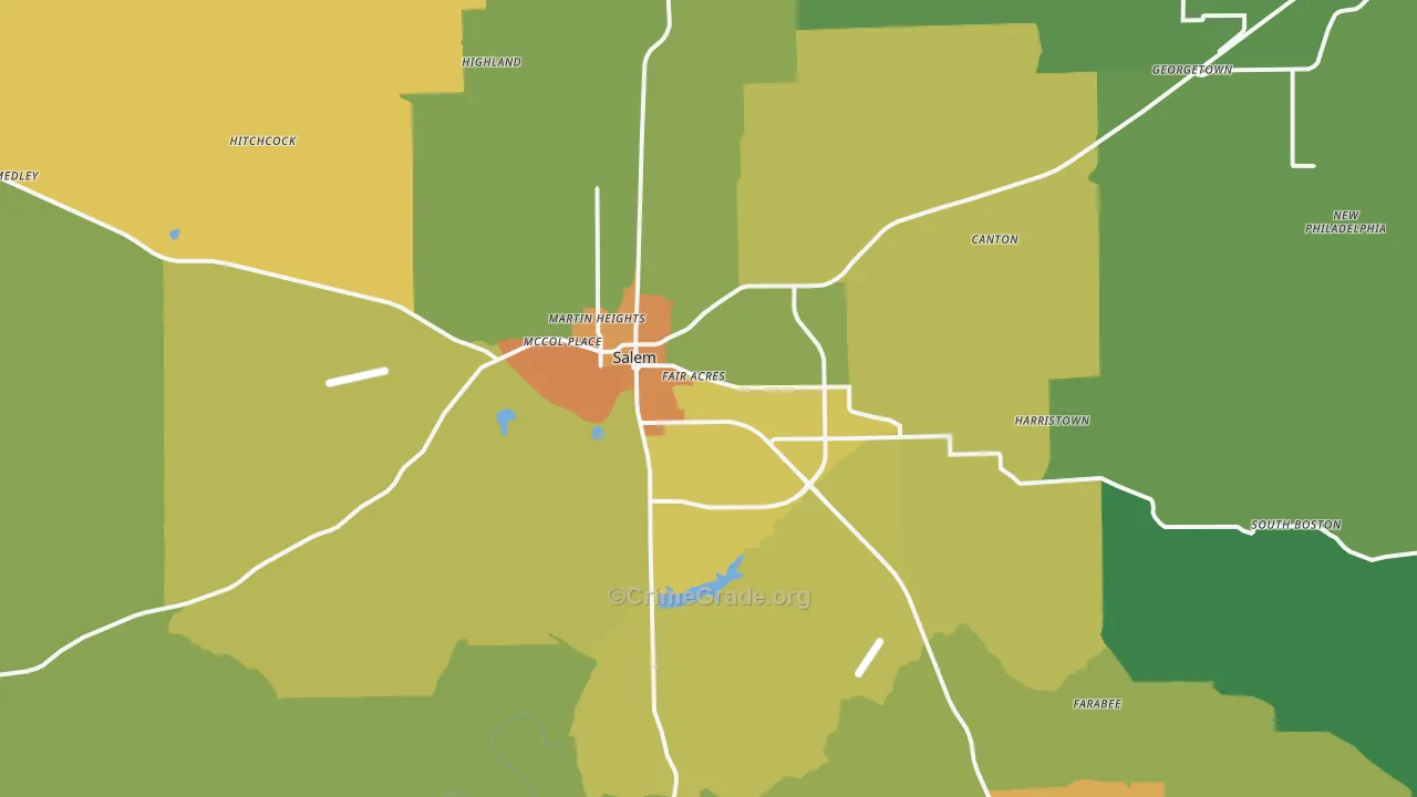 Salem, IN Map of Murder Rates