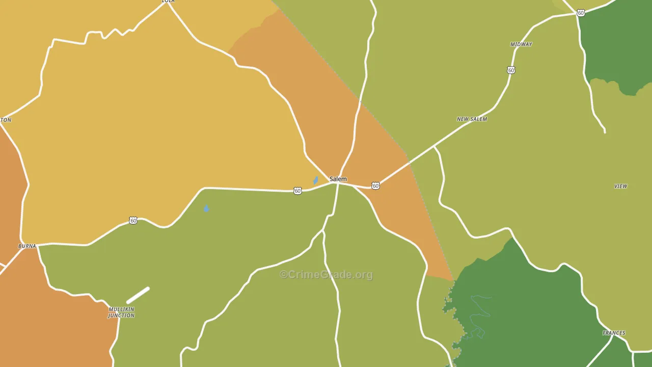 Salem, KY Map of Murder Rates