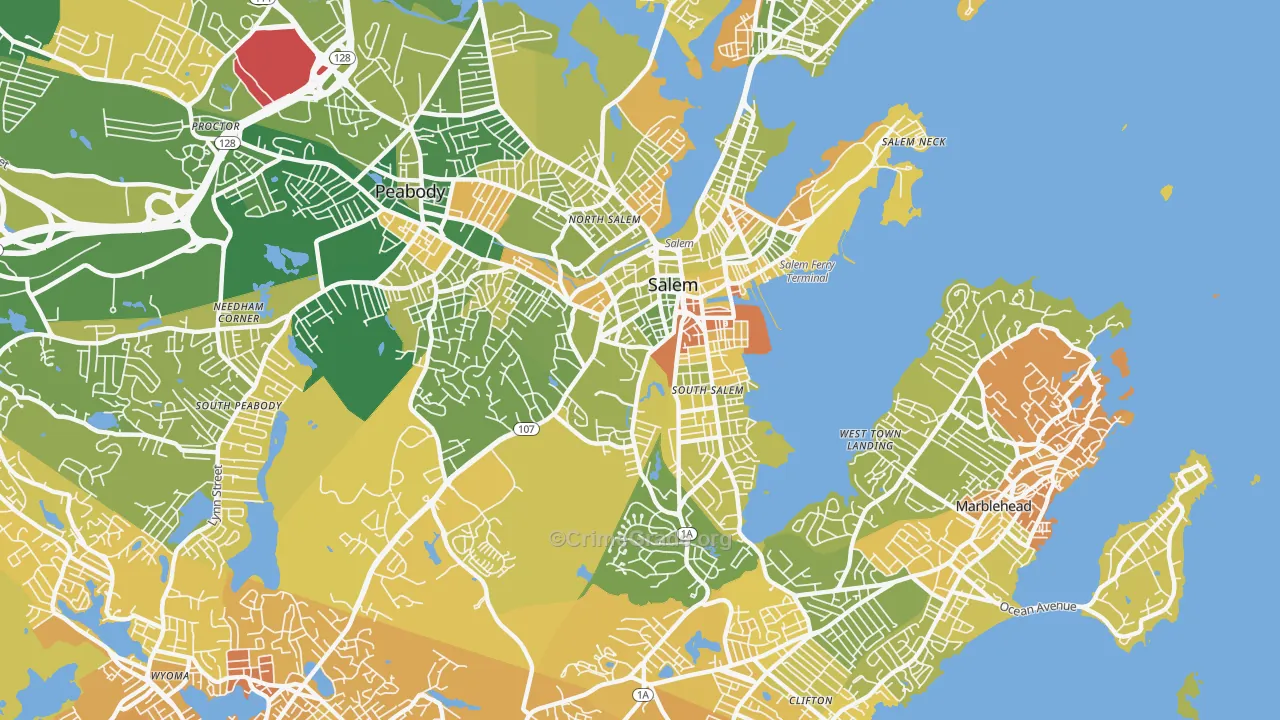Salem, MA Map of Murder Rates
