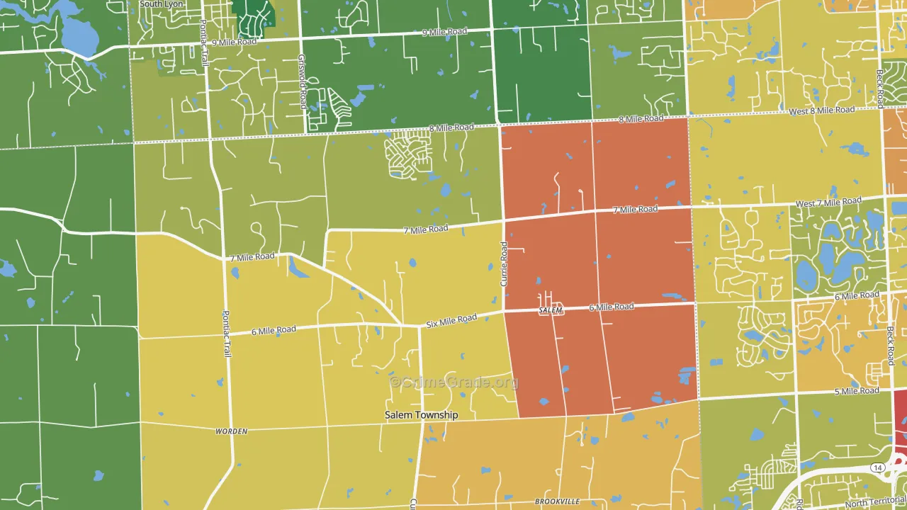 Salem, MI Map of Murder Rates