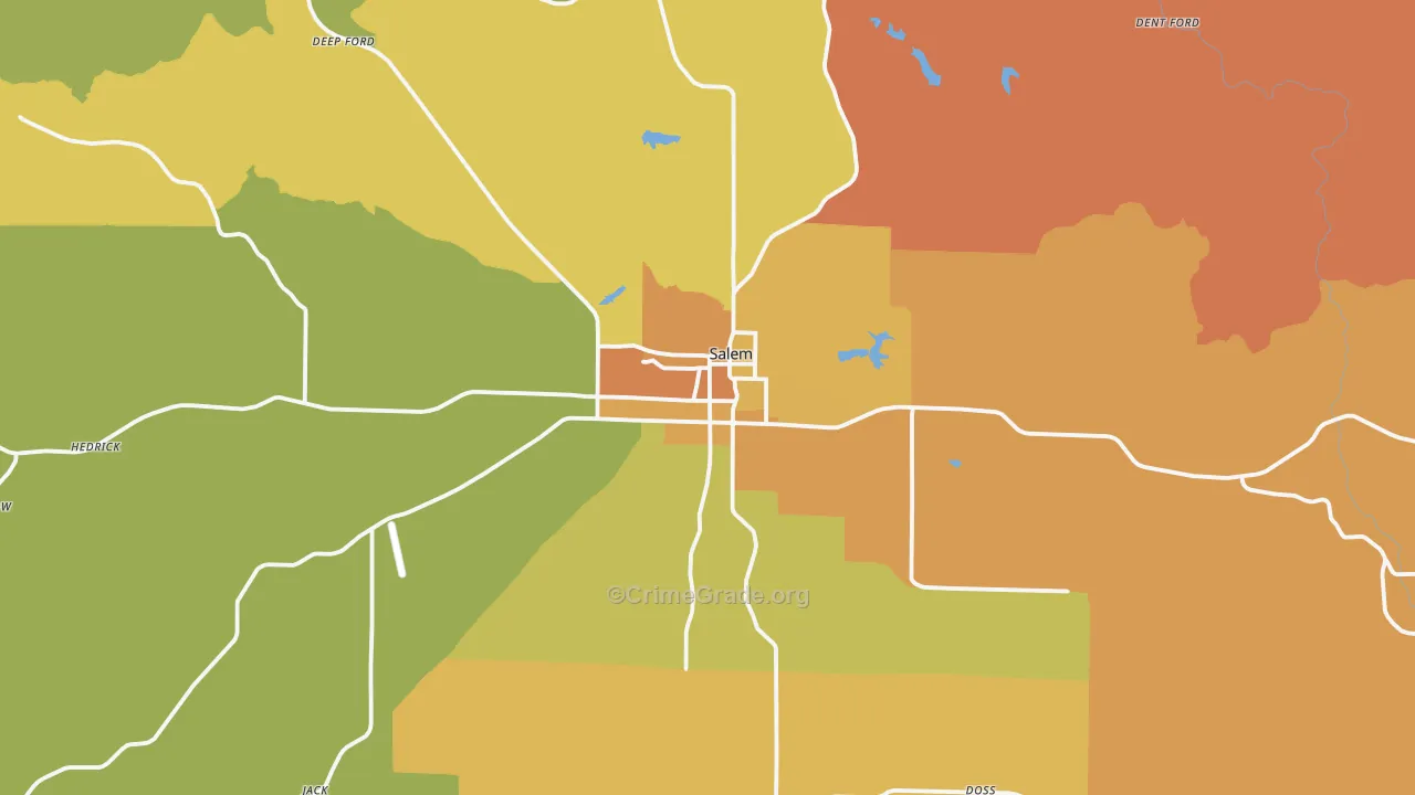 Salem, MO Map of Murder Rates