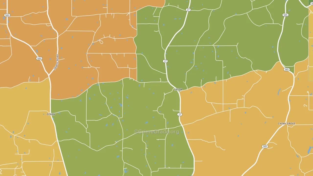 Salem, MS Map of Murder Rates