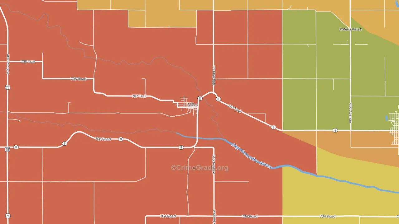 Salem, NE Map of Murder Rates